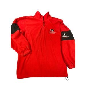 Georgia Bulldogs Fleece Quarter Zip Mens Large Red NCAA Pullover Logo UGA Sport